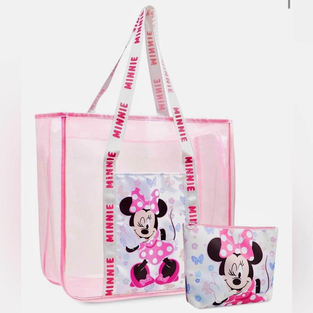 Disney Minnie Mouse Pink Mesh Tote with Pouch